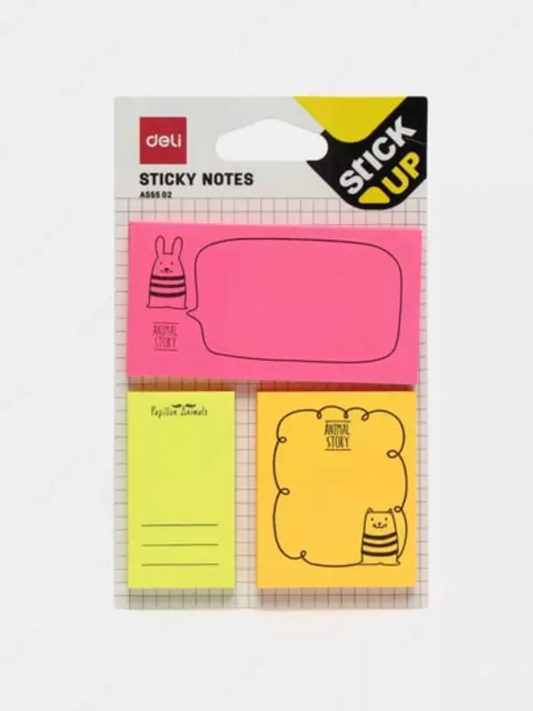  Стикеры с клеевым краем Deli 76 х 95 мм  50 л х 5 цв (Арт. - 55502-EA) Неон. ассорти - 