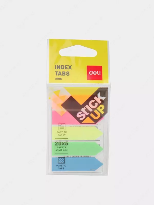 Yopishqoq qirrali indeks xatchoplari Deli 43 x 12 mm  5 rang x 20 dona. (Art. - 10602-EA) Ok