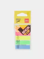 Индекс-закладки с клеевым краем Deli44 х 12 мм  20 шт х 5 цв. (Арт. - 10402-EA) неон. ассорти