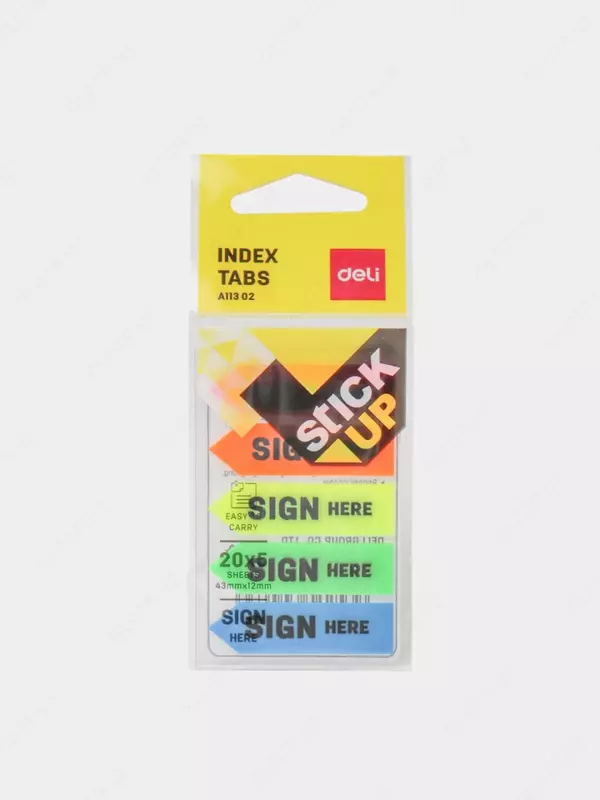Индекс-закладки с клеевым краем Deli Sign Here 44 х 12 мм  5 цв х 20 шт. (Арт. - 11302-EA) Стрелка