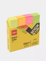 Индекс-закладки с клеевым краем Deli 50 х 12 мм  100 шт х 4 цв. (Арт. - 11102-EA) Неон. ассорти