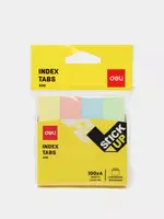  Индекс-закладки с клеевым краем Deli 76 х 19 мм  100 шт х 4 цв. (Арт. - 11002-EA) Цв. ассорти - 