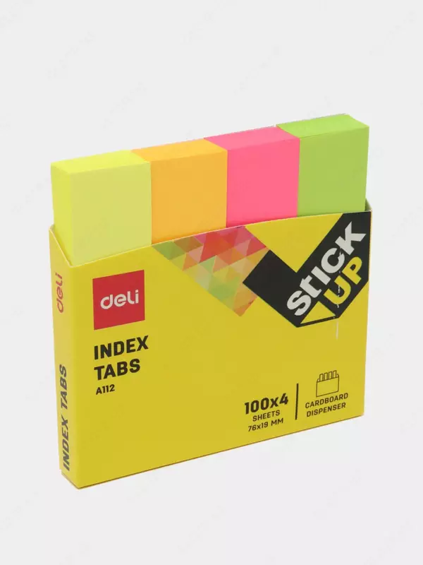 Индекс-закладки с клеевым краем Deli 76 х 19 мм  100 шт х 4 цв. (Арт. - 11202-EA) Неон. ассорти