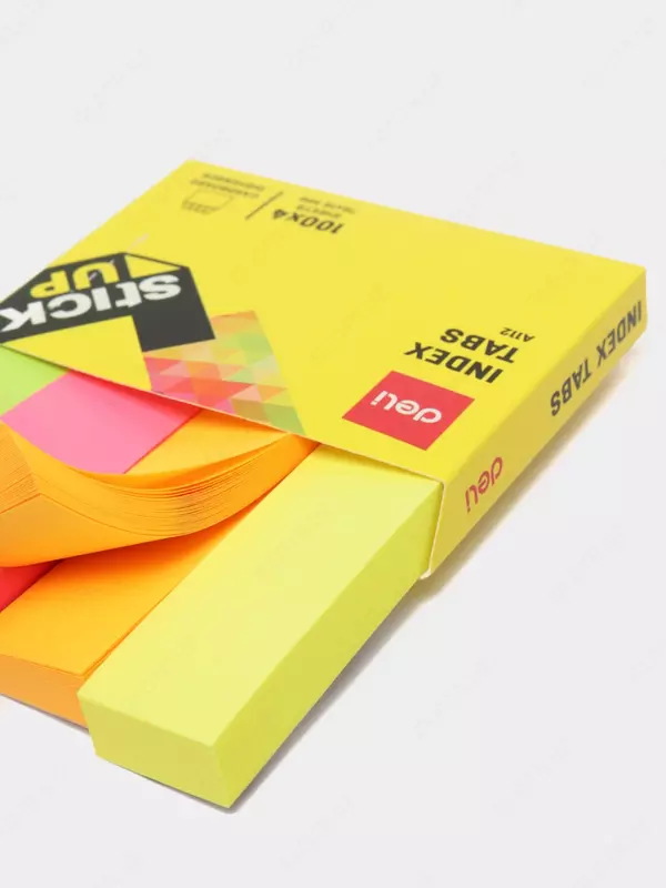   Индекс-закладки с клеевым краем Deli 76 х 19 мм  100 шт х 4 цв. (Арт. - 11202-EA) Неон. ассорти