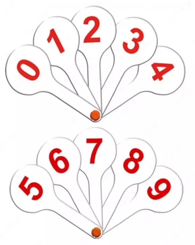 Веер-касса Стамм цифр от 0 до 9 (Арт. - ВК10) Белый/красный