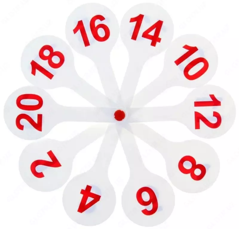 Веер-касса Стамм цифр от 1 до 20 (Арт. - ВК05) Белый/красный