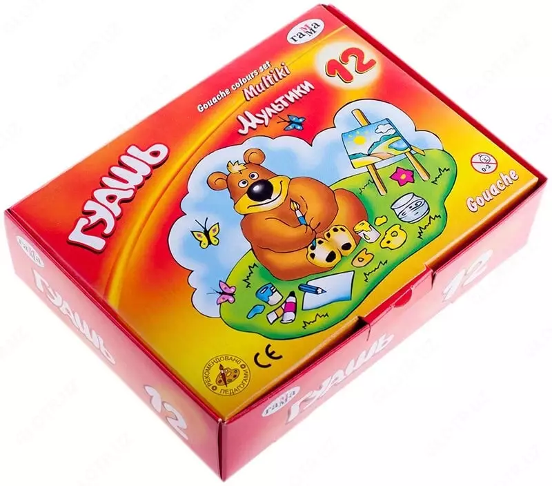 Badiiy gouache Gamma Multfilmlar  jar 20 ml  12 rang. (- 221032-modda)