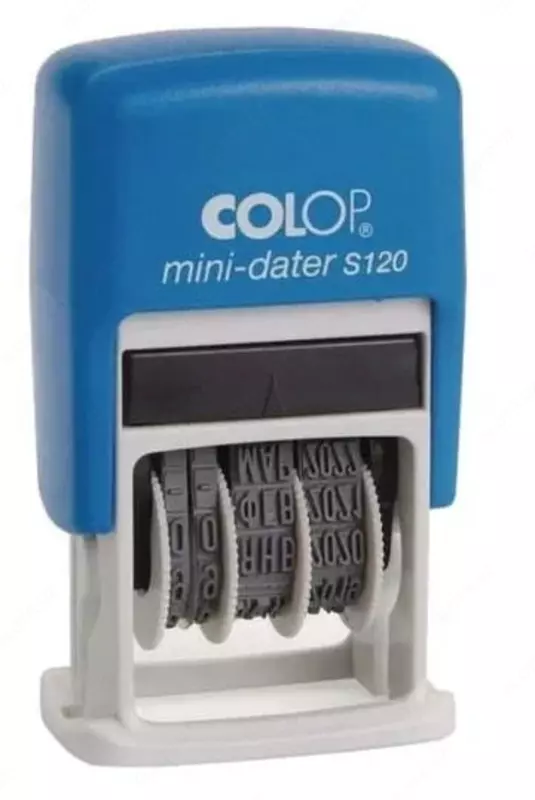 Штемпельный автоматический мини-датер Colop S120 D19 рус. сн/сн  одна строка (Арт. - 104804) Синий
