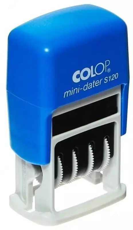  Штемпельный автоматический мини-датер Colop S120 D19 рус. сн/сн  одна строка (Арт. - 104804) Синий - 