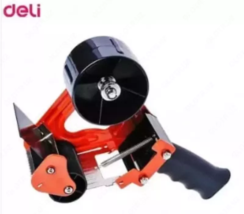 Ручной Диспенсер для канцелярского скотча Deli лента 50 мм (Арт. - 800) Черный/красный