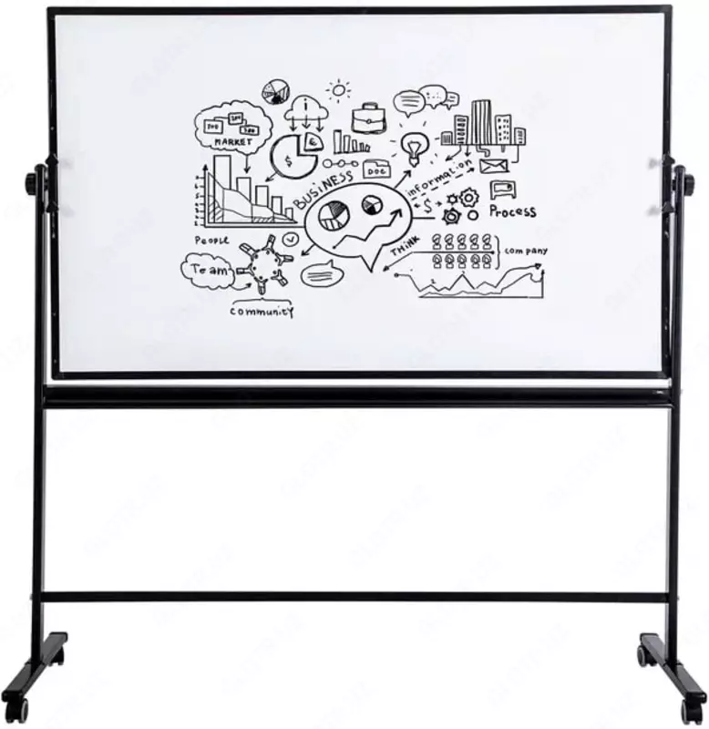 Белая магнитно-маркерная доска на роликовой опоре Deli 90 х 150 см (Арт. - 7883) Двусторонняя