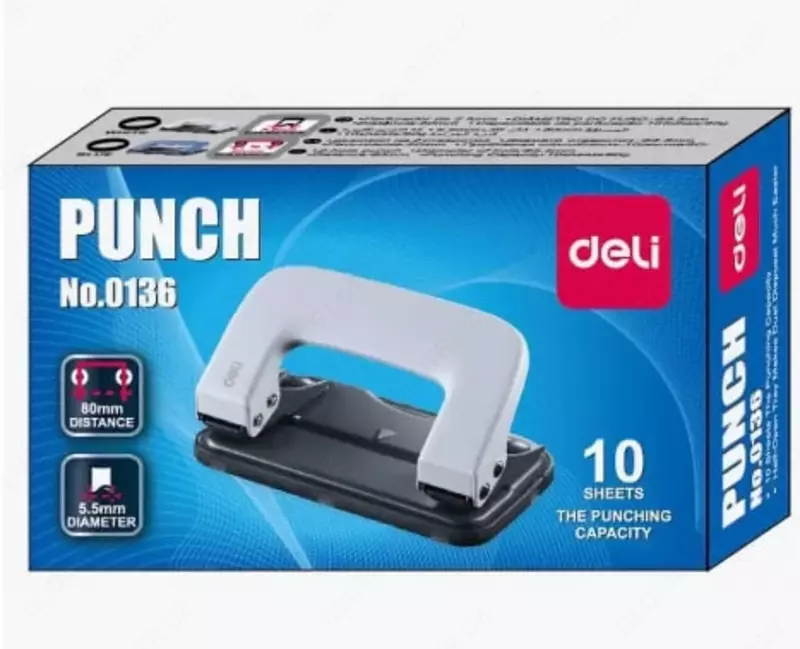  Канцелярский дырокол Deli Eco 10 л. (Арт. - 0136) Ассортимент Только в розницу
