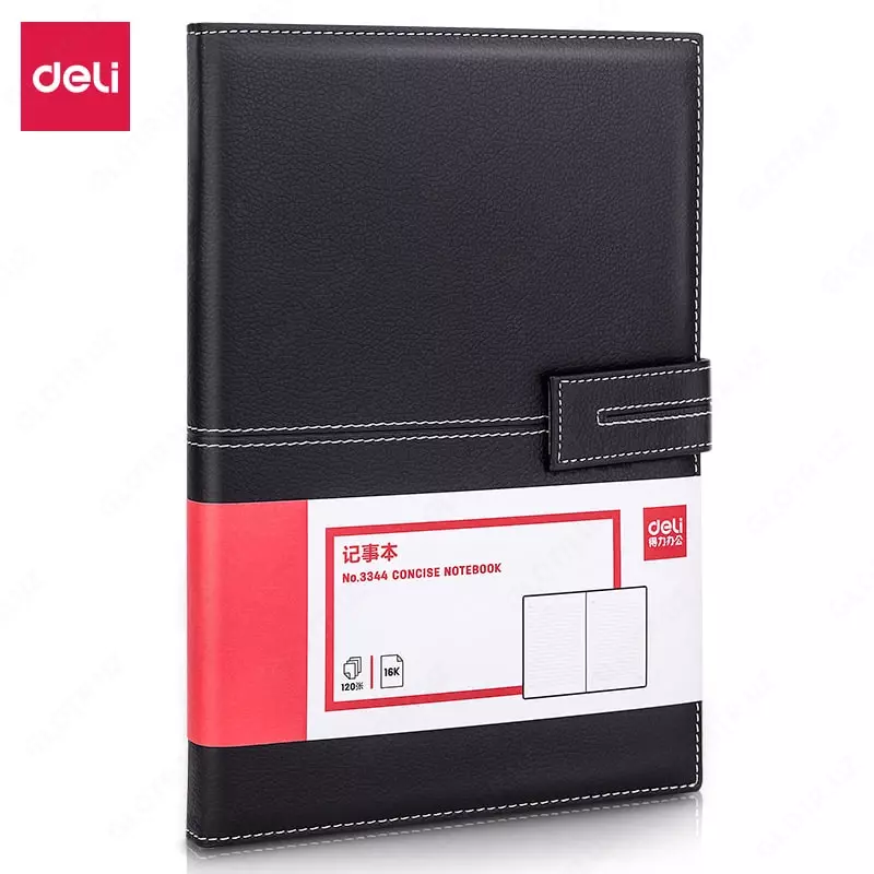 Ежедневник для записей (клетка) Deli иск. кожа  185 х 260 мм  120 л (Арт. - 3344-bk) Черный