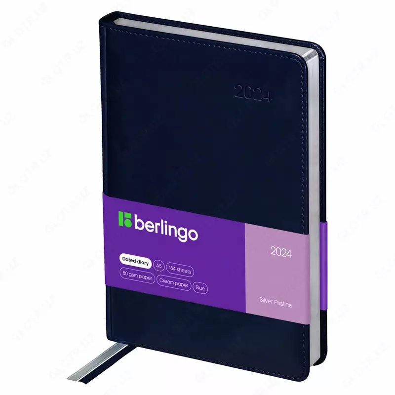 Датированный Ежедневник 2024 г. Berlingo Silver Pristine  иск. кожа  А5  184 л (Арт. - DD4_82503) Синий