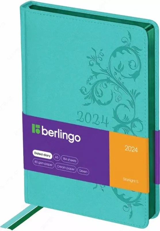 Датированный Ежедневник 2024 г. Berlingo Starlight S  иск. кожа  А5  184 л (Арт. - DD4_84502) Зеленый