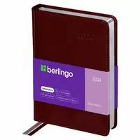 Датированный Ежедневник 2024 г. Berlingo Silver Pristine  иск. кожа  А6  184 л (Арт. - DD4_82604) Коричневый