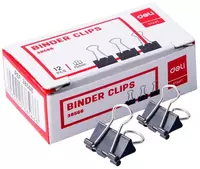 Упаковка металлических зажимов для бумаг Deli 15 мм  12 шт. (Арт. - 38566) Черные