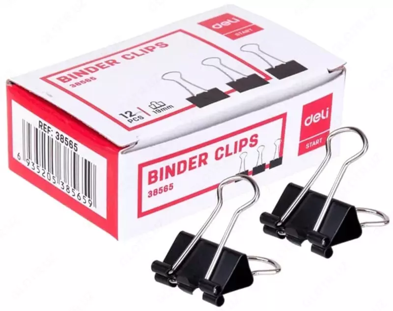 Упаковка металлических зажимов для бумаг Deli 19 мм  12 шт. (Арт. - 38565) Черные