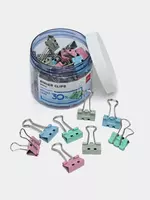 Упаковка металлических зажимов для бумаг Deli 19 мм  40 шт. (Арт. - 8555S) Цв. ассорти