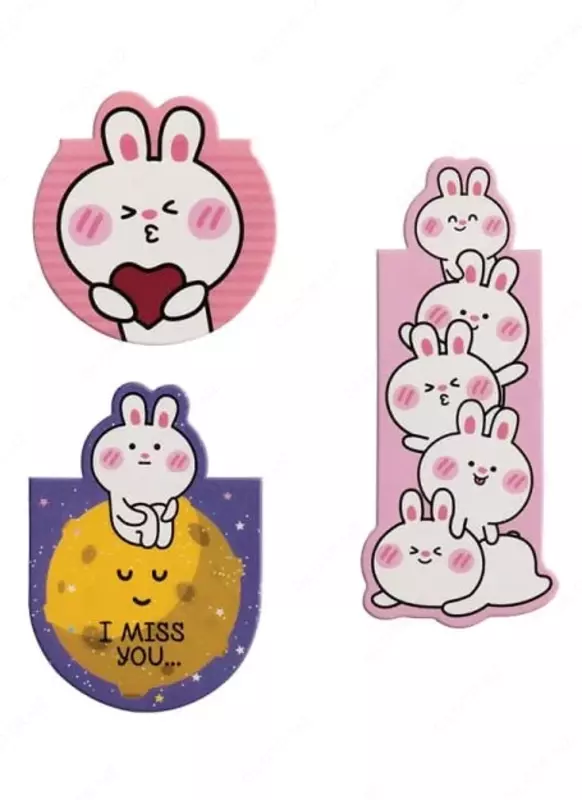  Закладка-магнит для книг MESHU Bubble bunny  3 шт. (Арт. - MS_46743) Цв. ассорти - 