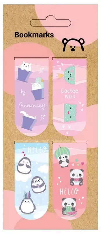 Закладка-магнит для книг MESHU Sweet mono   70 х 165 мм  4 шт. (Арт. - MS_39356) Цв. ассорти