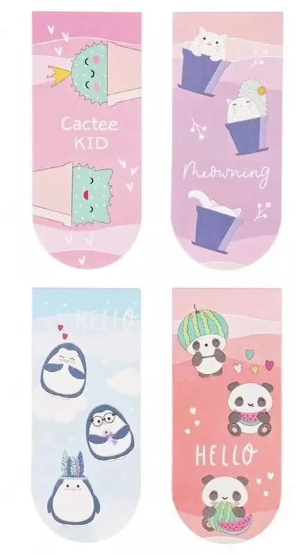  Закладка-магнит для книг MESHU Sweet mono   70 х 165 мм  4 шт. (Арт. - MS_39356) Цв. ассорти - 