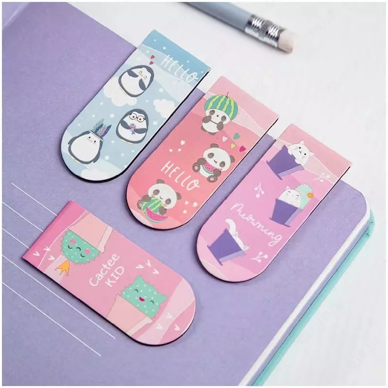   Закладка-магнит для книг MESHU Sweet mono   70 х 165 мм  4 шт. (Арт. - MS_39356) Цв. ассорти