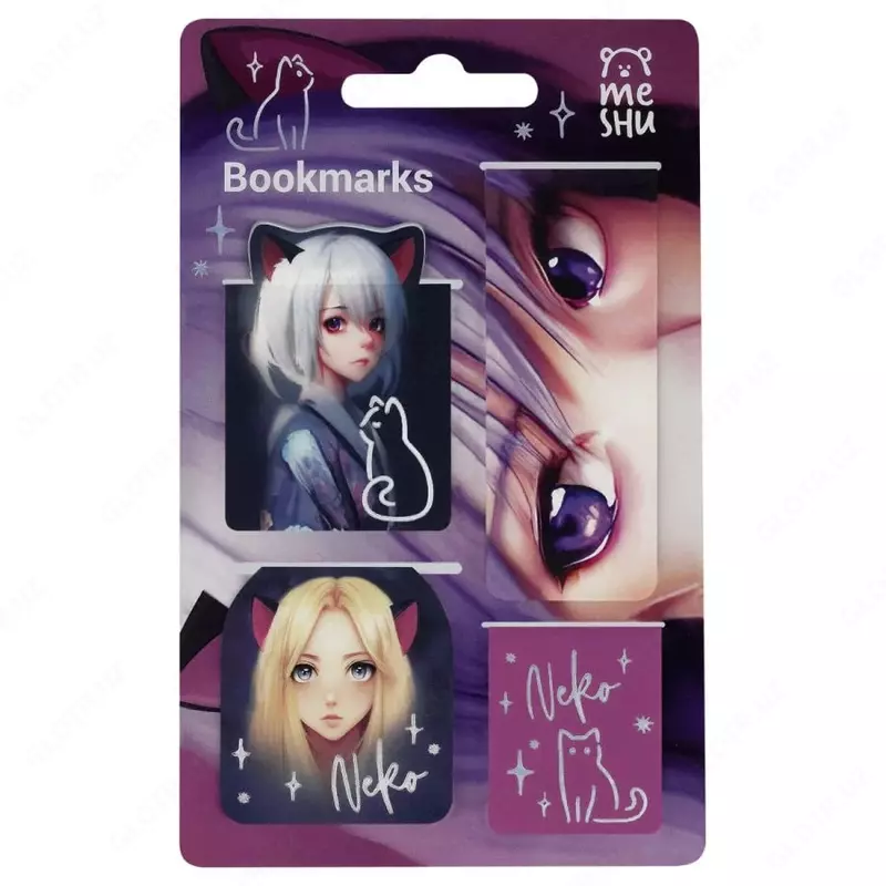 Закладка-магнит для книг MESHU Neko  4 шт. (Арт. - MS_55149) Цв. ассорти
