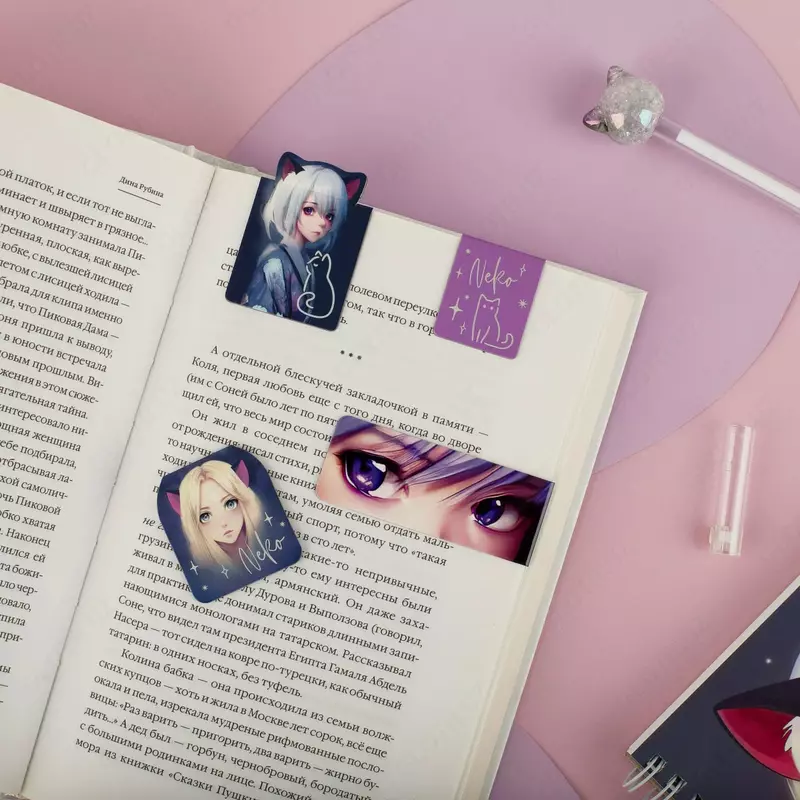   Закладка-магнит для книг MESHU Neko  4 шт. (Арт. - MS_55149) Цв. ассорти