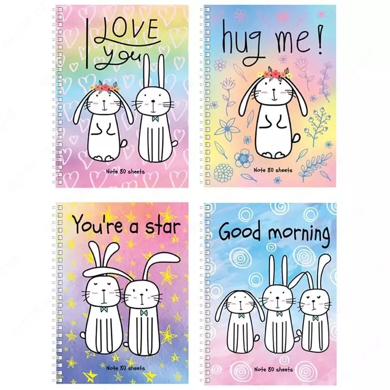 Noutbuk BG Life of Hares  A6  80 l  taroq  mot laminatsiya (Art. - ZKT6gr80_lm_vl_1) Assortiment