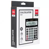  Настольный вычислительный калькулятор Deli  12 разр. (Арт. - 1632) Черный/серебристый Только в розницу