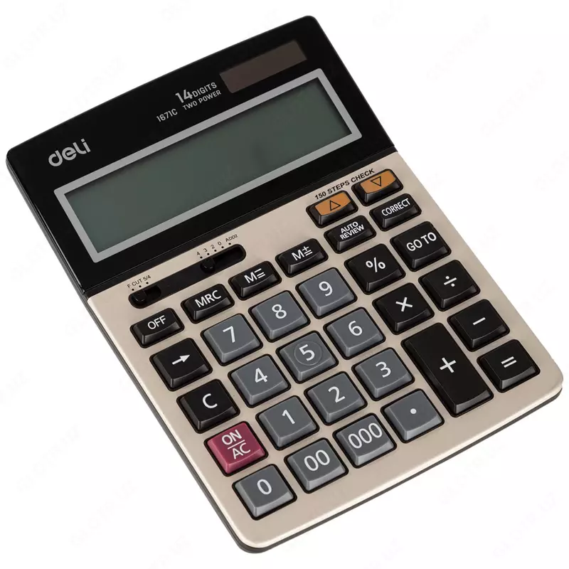  Ish stoli kalkulyatori Deli  12 olchamli. (Art. - 1671) Qora/oltin - 