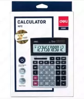  Настольный вычислительный калькулятор Deli  12 разр. (Арт. - 1672) Черный/серебристый Только в розницу