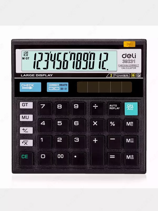 Настольный вычислительный калькулятор Deli  12 разр. (Арт. - 39231) Черный