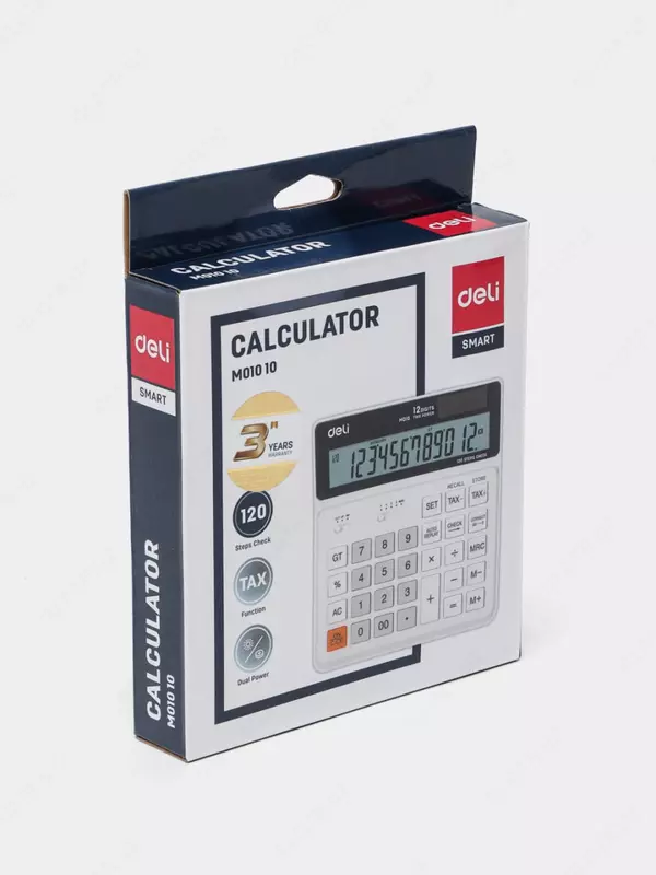   Настольный вычислительный калькулятор Deli 01010  12 разр. (Арт. - 01010-EM) Белый