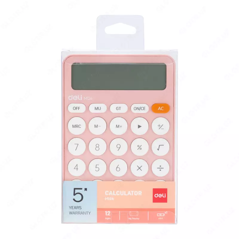  Настольный вычислительный калькулятор Deli М124  12 разр. (Арт. - 124-M-pk) Розовый Только в розницу