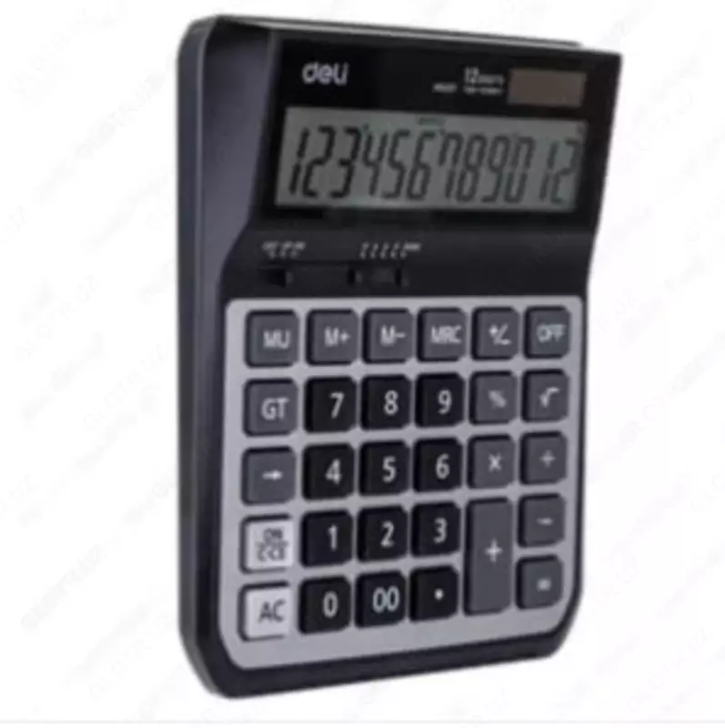 Настольный вычислительный калькулятор Deli 00720  12 разр. (Арт. - 00720-EM) Черный/серебристый - 