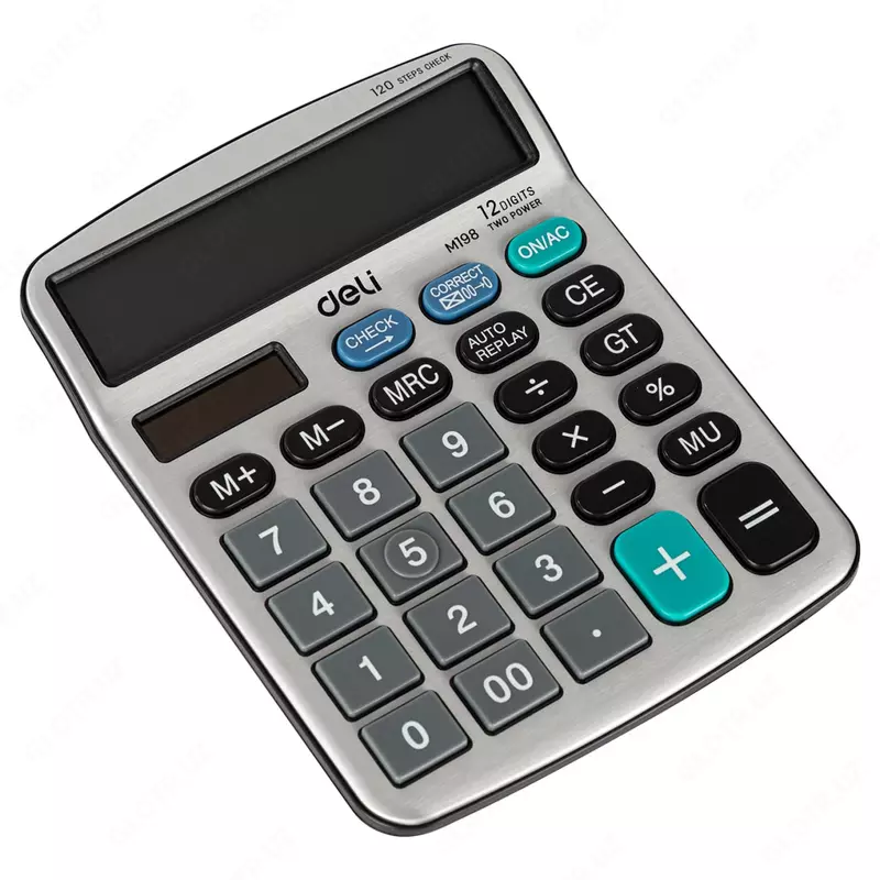 Ish stoli kalkulyatori Deli 19810  12 olcham. (Art. - 19810-EM) Kumush