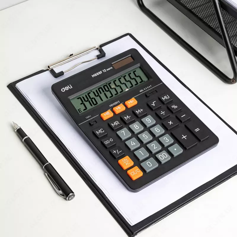   Настольный вычислительный калькулятор Deli M444  12 разр. (Арт. - 444-M) Черный