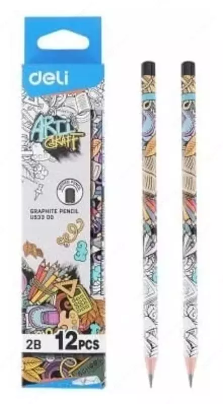 Чернографитный карандаш без ластика Deli Arti Graff  2В  дерево (Арт. - 53300-WU)