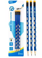 Чернографитный карандаш с ластиком Deli U-TOUCH EC016МТ  НВ  дерево  3 шт. (Арт. - 016-MT-EC)