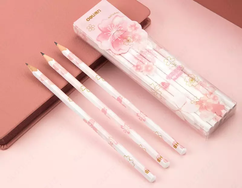   Чернографитный карандаш без ластика Deli HB  дерево (Арт. - 58207-12) Ассортимент