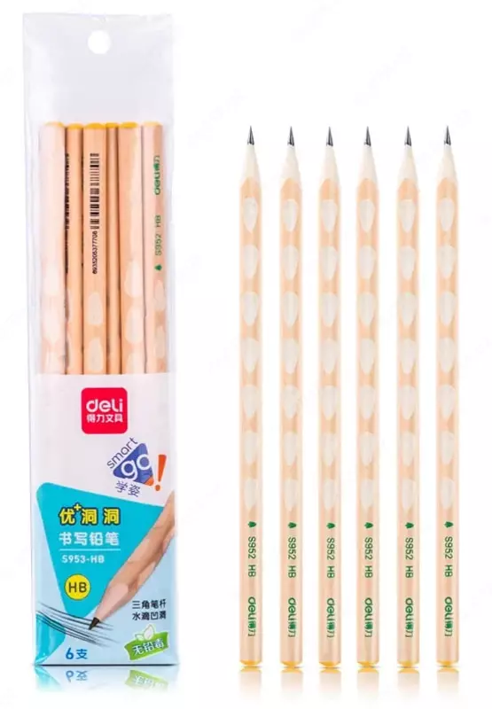 Чернографитный карандаш без ластика Deli S953  НВ  дерево (Арт. - 953-S-HB)