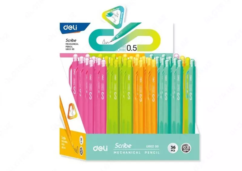   Механический чернографитный карандаш с ластиком Deli Scribe  0.5 мм  пластик (Арт. - 60200-EU) Ассортимент