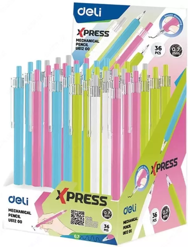   Механический чернографитный карандаш с ластиком Deli XPress  0.7 мм  пластик (Арт. - 61200-WU) Ассортимент