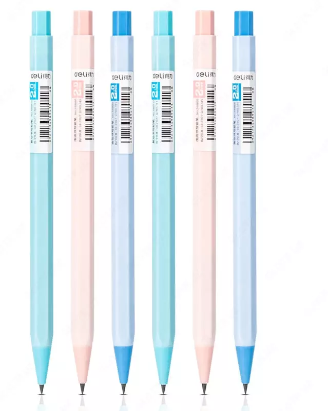 Механический чернографитный карандаш с ластиком Deli 2 мм  пластик (Арт. - 58800) Ассортимент