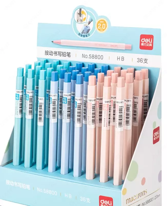   Механический чернографитный карандаш с ластиком Deli 2 мм  пластик (Арт. - 58800) Ассортимент