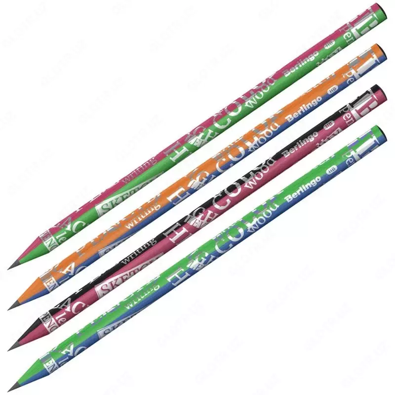 Чернографитный карандаш без ластика Berlingo Contrast  НВ  2-х цв. дерево (Арт. - BP01304) Ассортимент