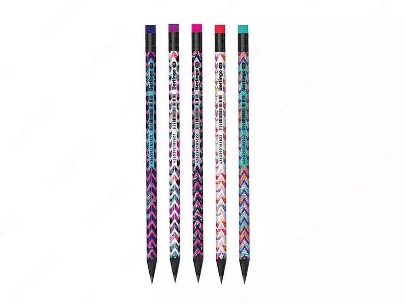  Чернографитный карандаш с ластиком Berlingo Exotic  НВ  черное дерево (Арт. - BP01317) Ассортимент - 