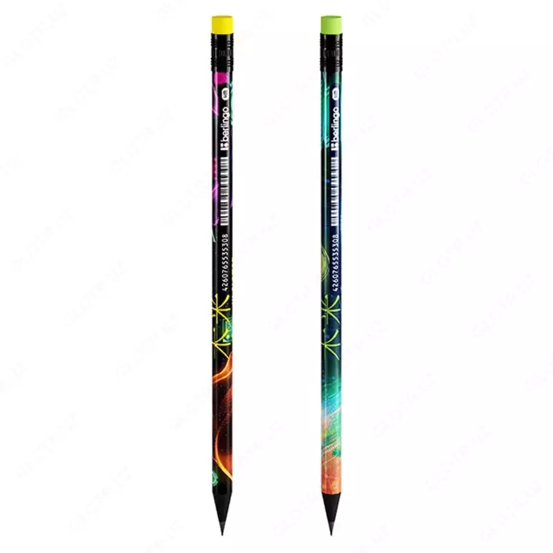 Чернографитный карандаш с ластиком Berlingo Futureal  НВ  дерево (Арт. - BP00S12) Ассортимент